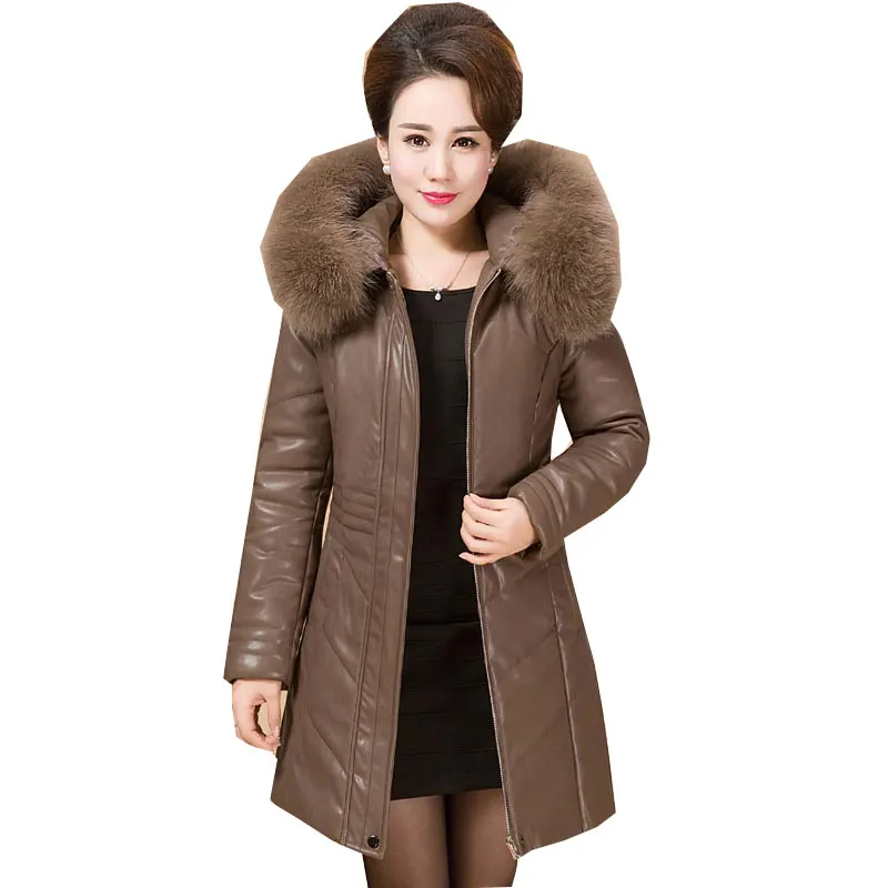

Ukraine Fur collar Womens Winter Down Cotton Jackets Plus size Middle aged Woman Coat Parka 2017 Fashion Thick Female Jacket 6XL