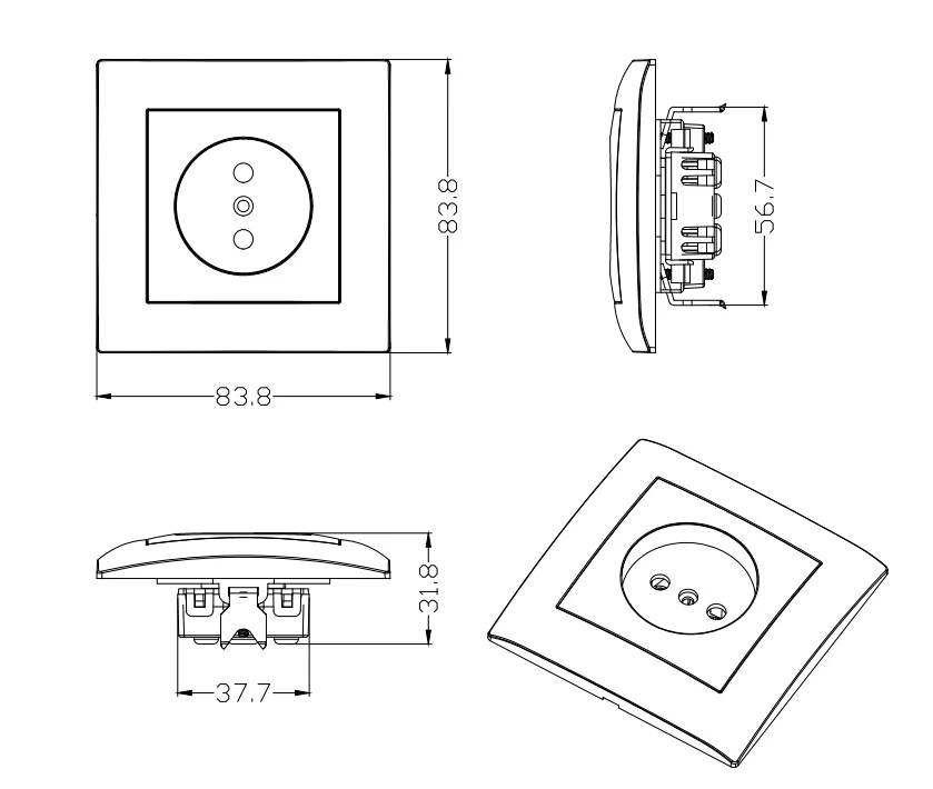 Красный цвет вставной розетки без земли красочные Розетки DIY розетка 10A 250V |