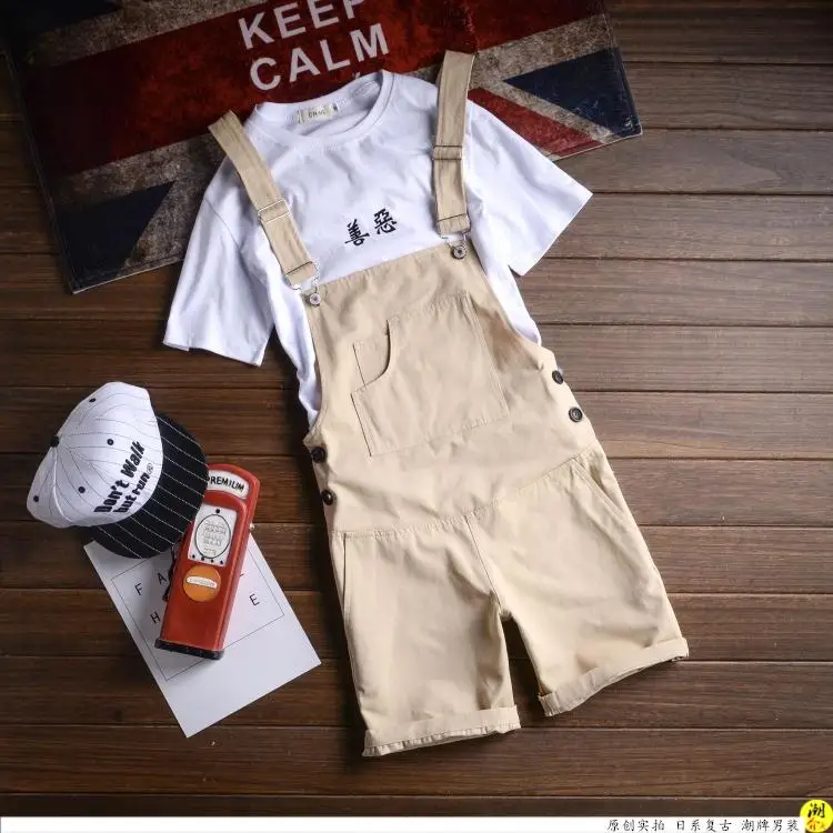 Мужской комбинезон цвета хаки и черный короткие брюки модные повседневные шорты