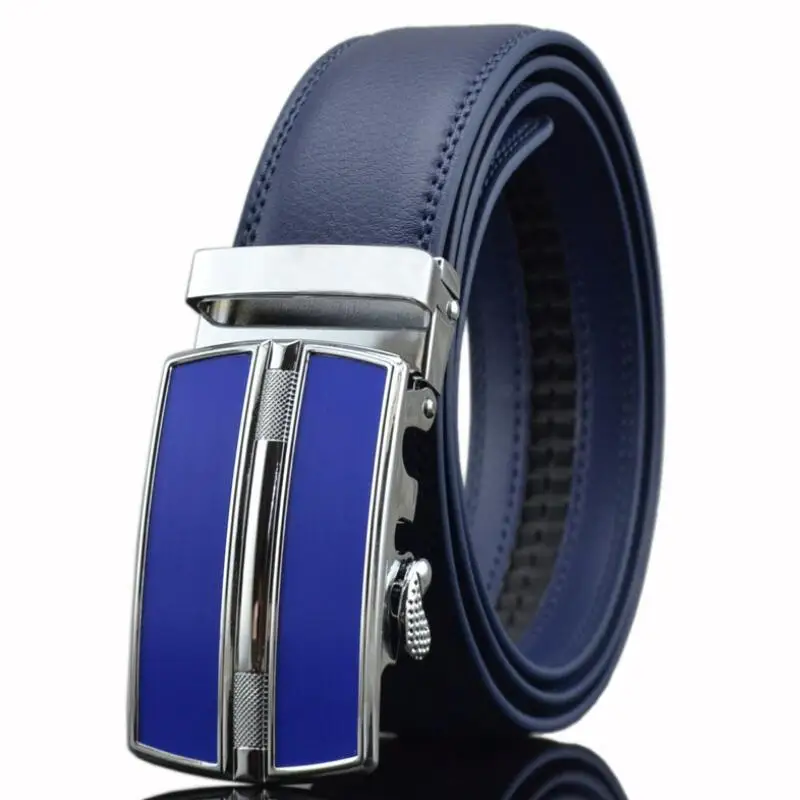 ZPXHYH Famous Brand Belt Men Top Quality Genuine Luxury Leather Belts for Men,Strap Male Metal Automatic Buckle men's belts blue