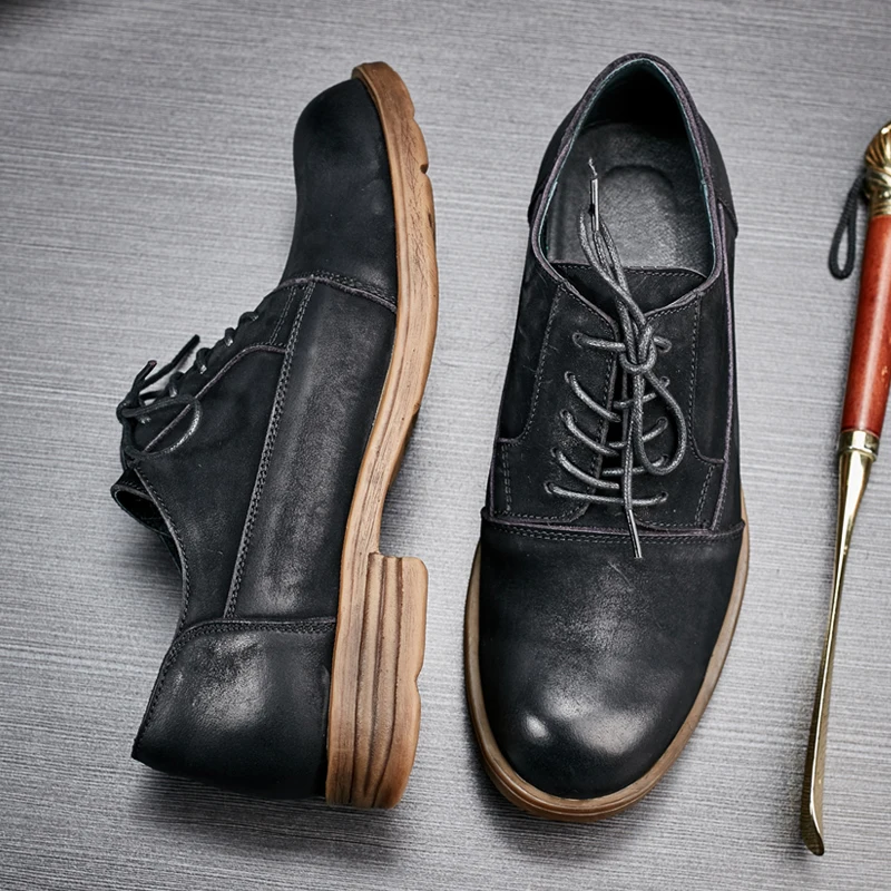 MYCORON Men Shoes 2018 New Fashion Vintage Style Leather Boots Casual Spring/Autumn Lace-Up Erkek Ayakkabi |
