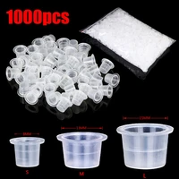 1000 pcsbag microblading tattoo ink cup cap pigment clear holder container 15mm size for needle tip grip tattoo power supply