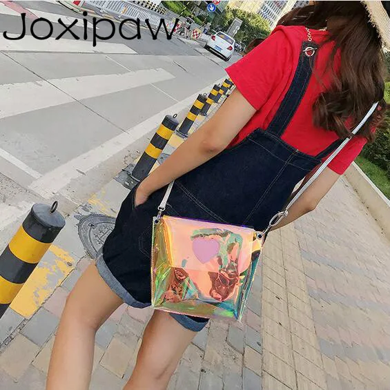 

Female bag 2018 Summer Fashion New Handbags Sweet lady Quality Shoulder bag Pink Heart Transparent color Beach Messenger bag