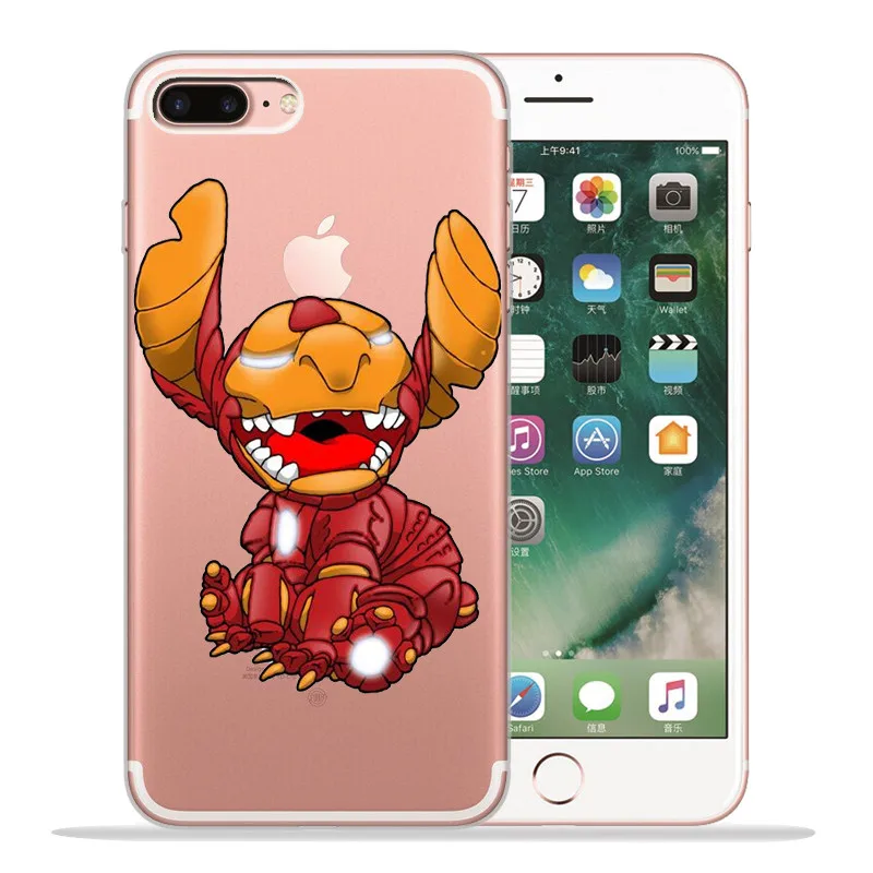 Роскошный Стич мультфильм marvel для iPhone X XR XS Max 5 5S SE 6 6S 7 8 Plus чехол для телефона Funda Coque Etui capa Capinha
