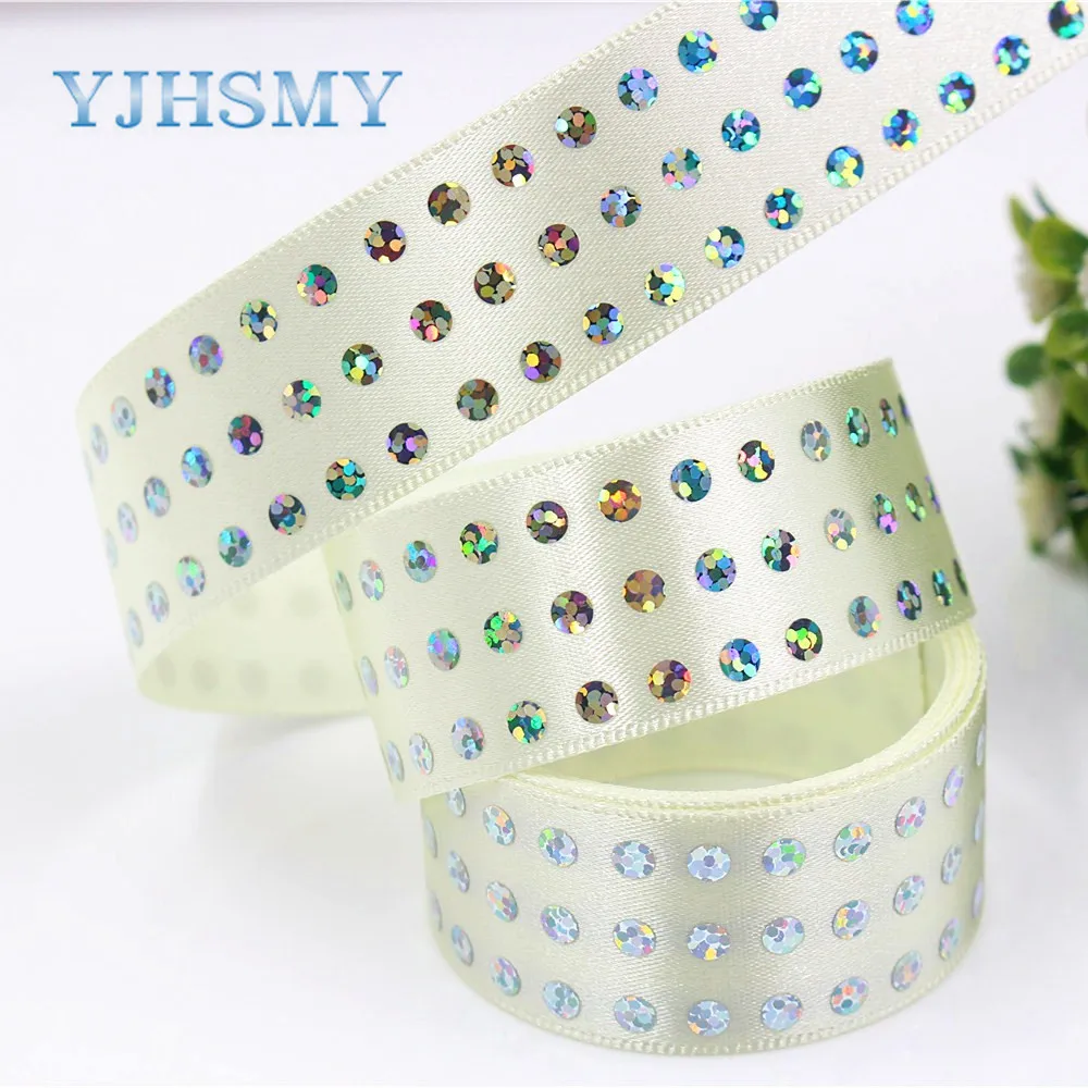 D-18411-623 YJHSMY 25 мм 2 ярда белая лента с блестками свадебные аксессуары материал для