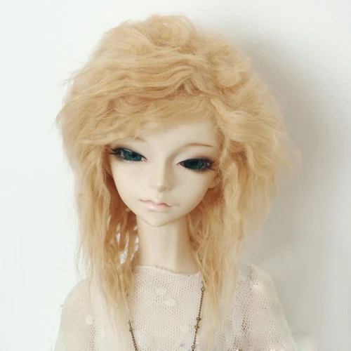 BJD кукла натуральный мех парик для 1/3 1/4 1/6 BJD DD SD MSD MDD YOSD кукла бежевого цвета, длинные, кудрявые прямые мех парики