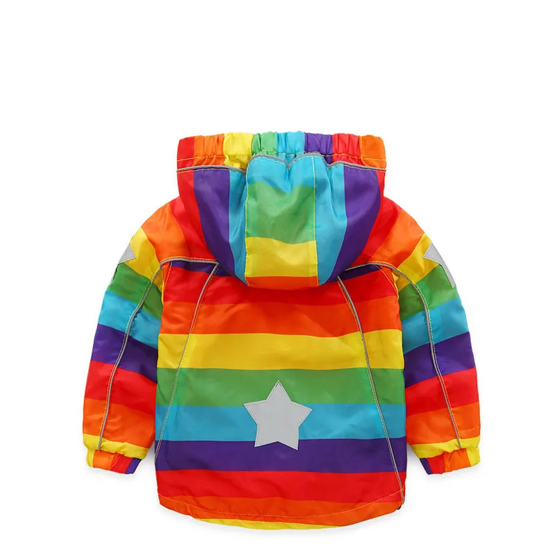 Весна И Осень Детская Одежда в Полоску С Капюшоном Мальчиков Девочек Куртка На