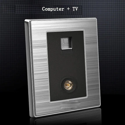 Computer TV 86 Тип немецкая розетка 1 2 3 банда 1 2 способ домашний переключатель Нажмите кнопку со светодиодной щеткой из нержавеющей стали Переключатель Франция Великобритания США розетка - Цвет: Computer TV