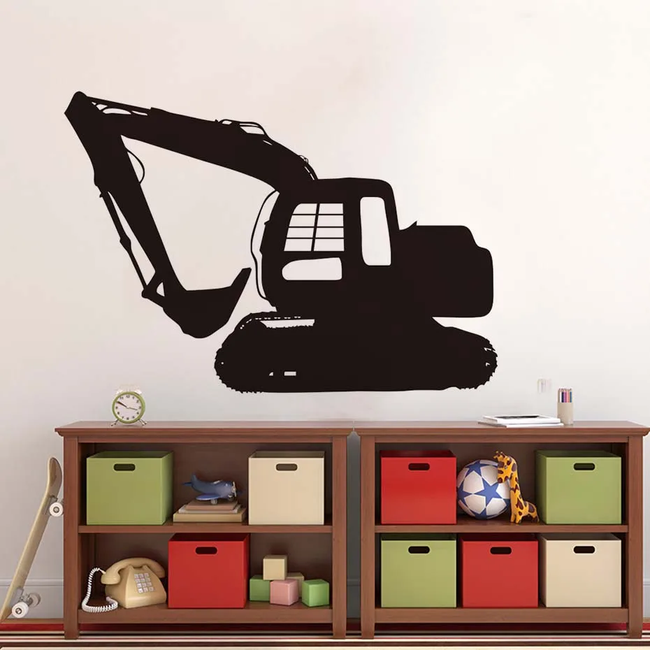 High Quality Personality Hot Sale Vinyl Wall Decal Cartoon Shut Down Digger Stickers kid Living Room black Decorative For Boys | Дом и сад
