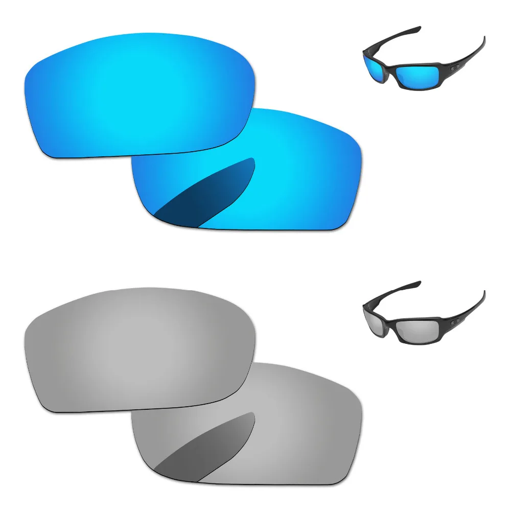 

Хромированные серебристые и синие 2 пары зеркальные поляризационные Сменные линзы для солнцезащитных очков Fives Squared 100% UVA & UVB защита