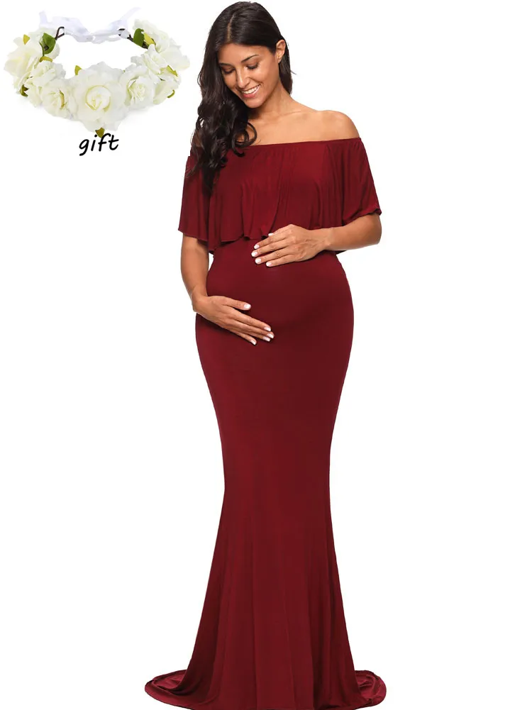 Baby Shower Photophy беременности и родам платья макси длинное Беременность платье для беременных женская одежда для беременных Платья для фотосессии - Цвет: pic