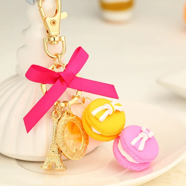 Случайные Смешанные Macarons Торт Курица Брелок Сумка Кулон Ключа Автомобиля Кольца