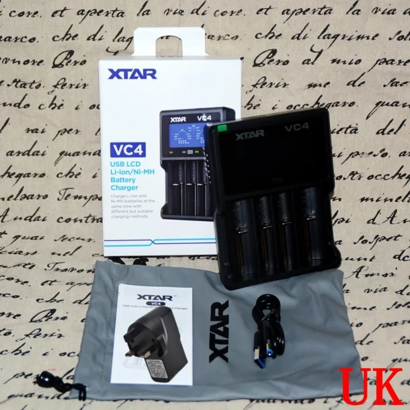 VC4 UK XTAR VC4 Батарея Зарядное устройство 20700 18650 21700 14650 17335 17670 18490 10440 14500 16340 17500 18350 18500 18700 22650 25500 32650 - Цвет: VC4 UK