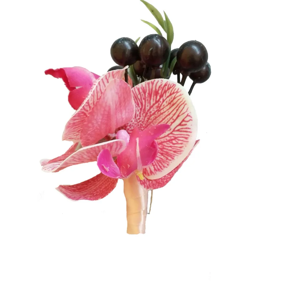 WeddingBobDIY искусственный цветок фаленопсиса жених бутоньерка свадебная на запястье