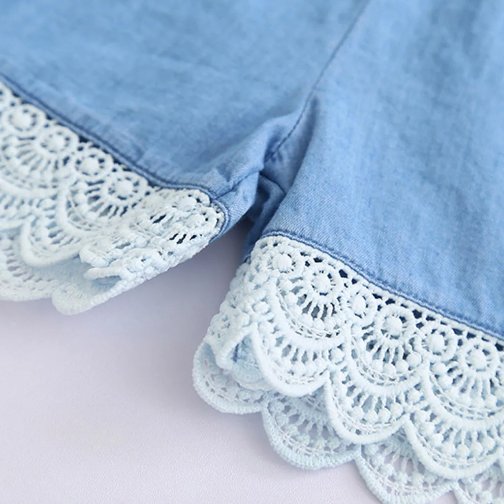 SAGACE/летние комплекты для маленьких девочек Одежда джинсовый кружевной жилет