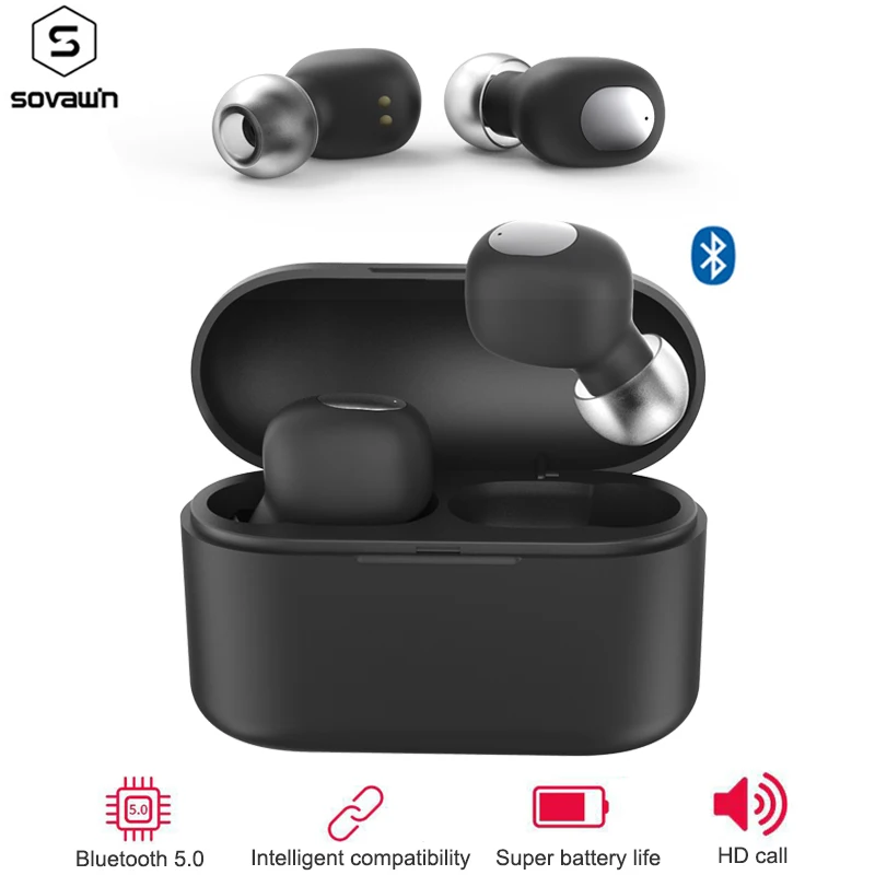 Спортивные беспроводные Bluetooth наушники 5,0 TWS Q3 Супер стереонаушники бас шумоподавление водонепроницаемый Handfree с зарядным устройством
