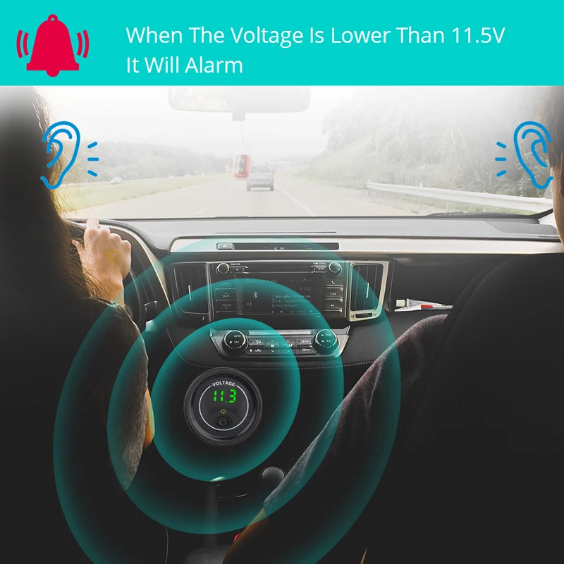 12 V-24 V Автомобильный светодиодный вольтметр Дисплей с вкл/выкл переключатель низкого Напряжение сигнализации Водонепроницаемый мотоцикла лодка Напряжение метр зеленый синий и красный цвета