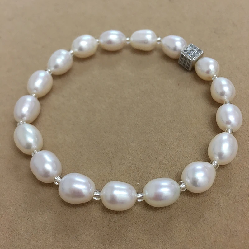 Высококачественный жемчужный браслет 100% натуральный пресноводный браслет-AAAA