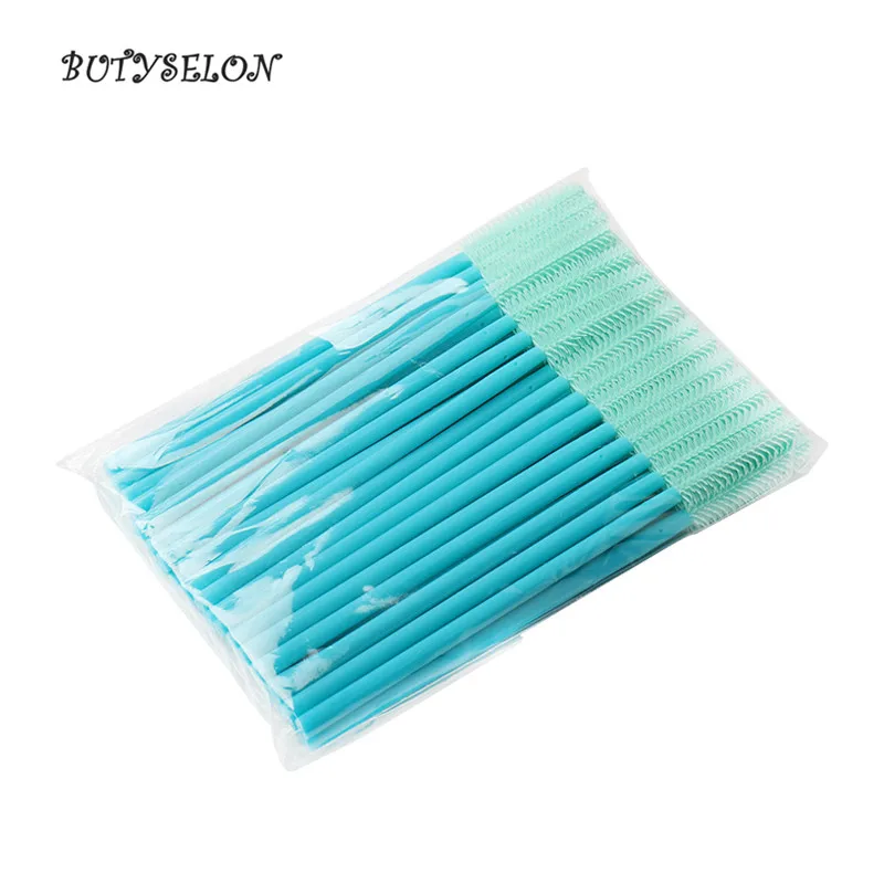 blue mint green 200 шт одноразовый макияж синяя ручка Силиконовые кисти Удлиняющая Тушь палочки Аппликатор макияж Инструменты Кисти - Handle Color: blue mint green