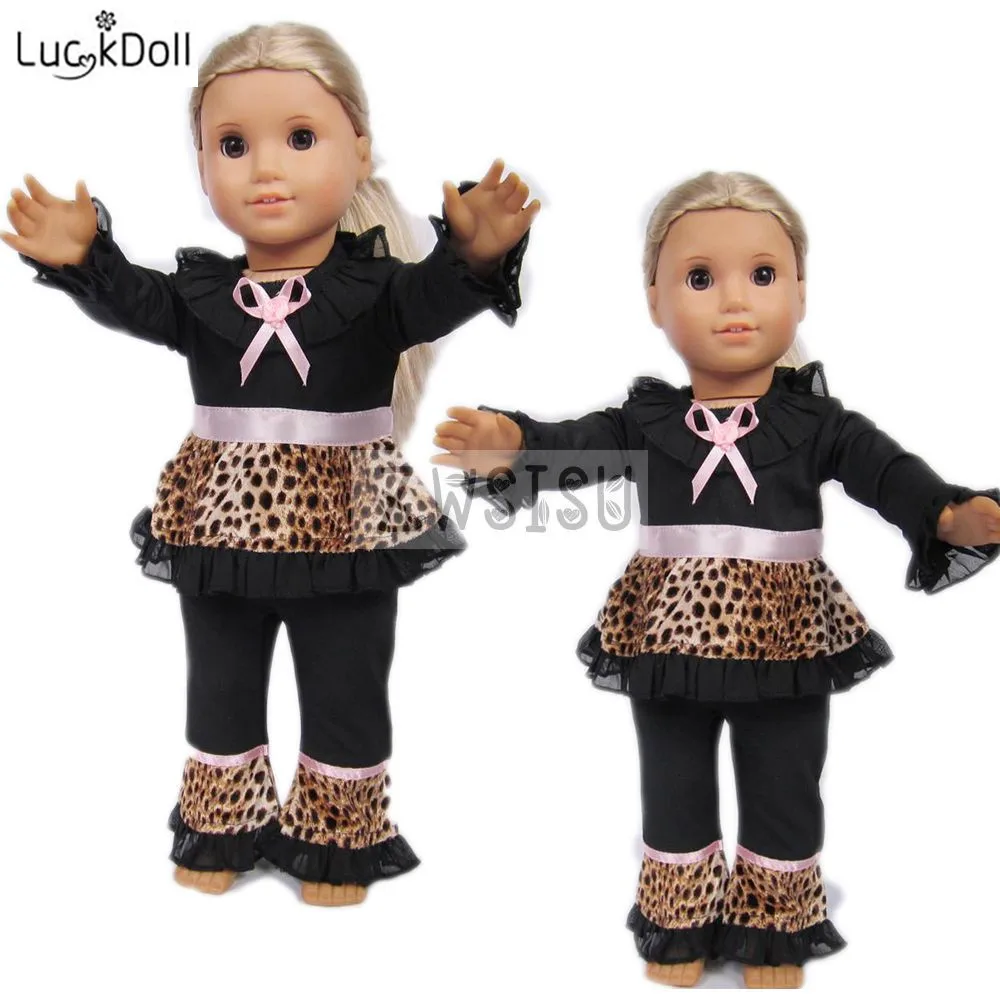 Одежда LUCKDOLL с леопардовым отстрочкой подходит для 18-дюймовых американских кукол