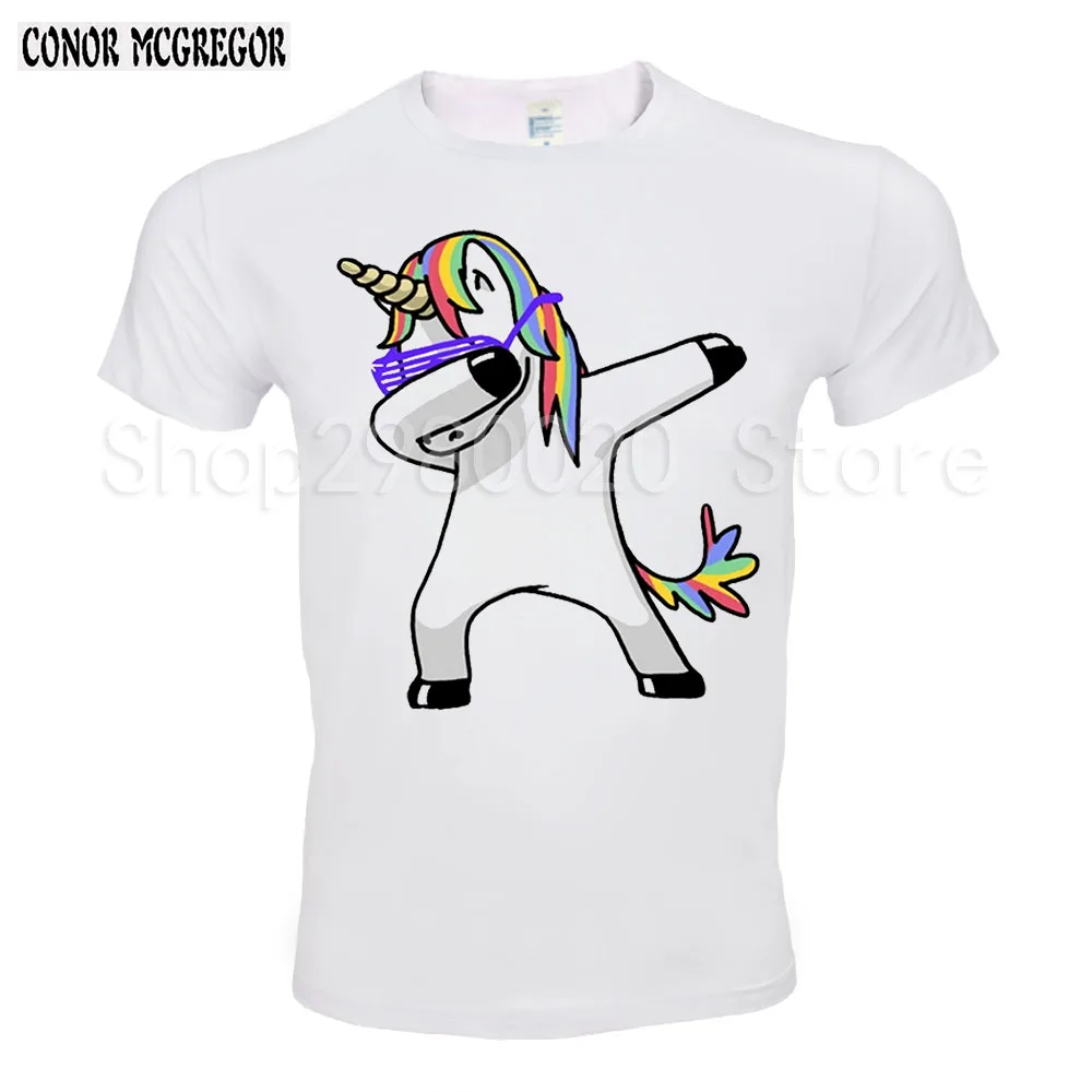 Новый летний модный дизайн мужская футболка с коротким рукавом Dab bing Unicorn cat хип