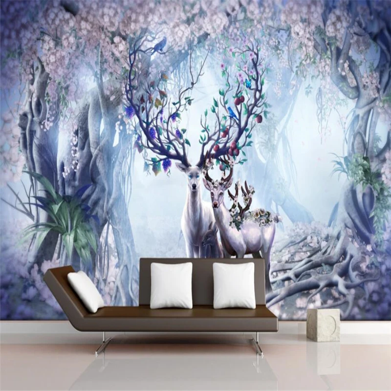 

beibehang Wallpaper custom living room bedroom children's room Nordic retro elk mural TV background wall home decoration