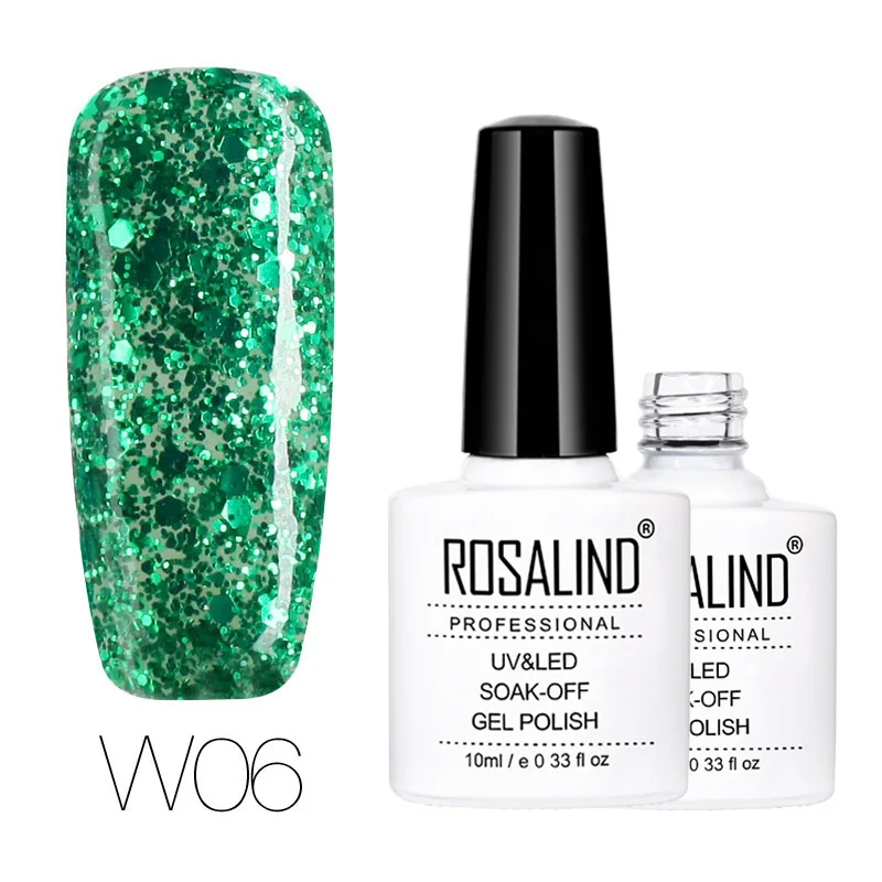 W06 ROSALIND лак-гель для ногтей 10 мл Алмазный Блеск Гель-лак Полупостоянный необходимый базовый гель для дизайна ногтей Гибридный лак - Цвет: W06