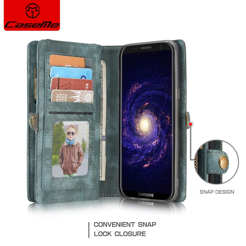 Caseme бренд класса люкс Флип кожаный чехол для Samsung Galaxy S8 + плюс S7 край слота