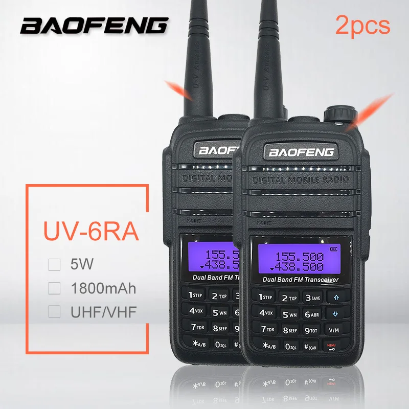 2 шт. BAOFENG UV 6RA 5 Вт 1800 мАч рация rаdio UHF VHF двухсторонняя радиостанция ham cb радио