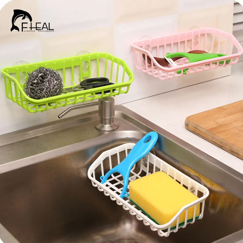 FHEAL кухня двойной присоске раковина полка губка для мыла стока стойки присоски