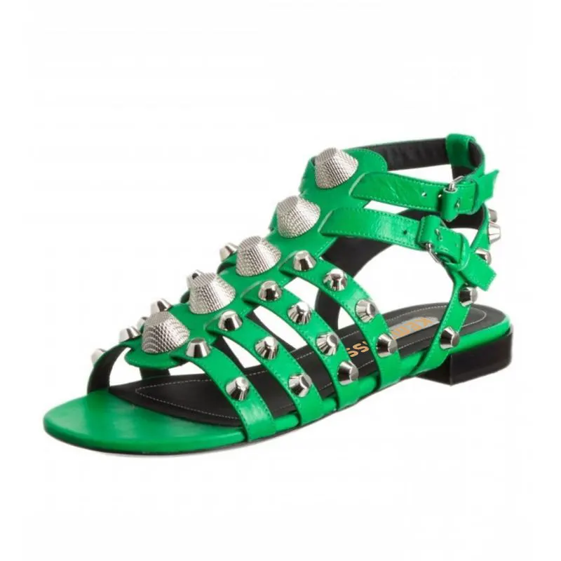 

KemeKiss Size 34-43 New Arrival Punk Style Rivets Sandals Women Genuine Leather Gladiator Sandals Cool Ladies Flat Shoes Woman