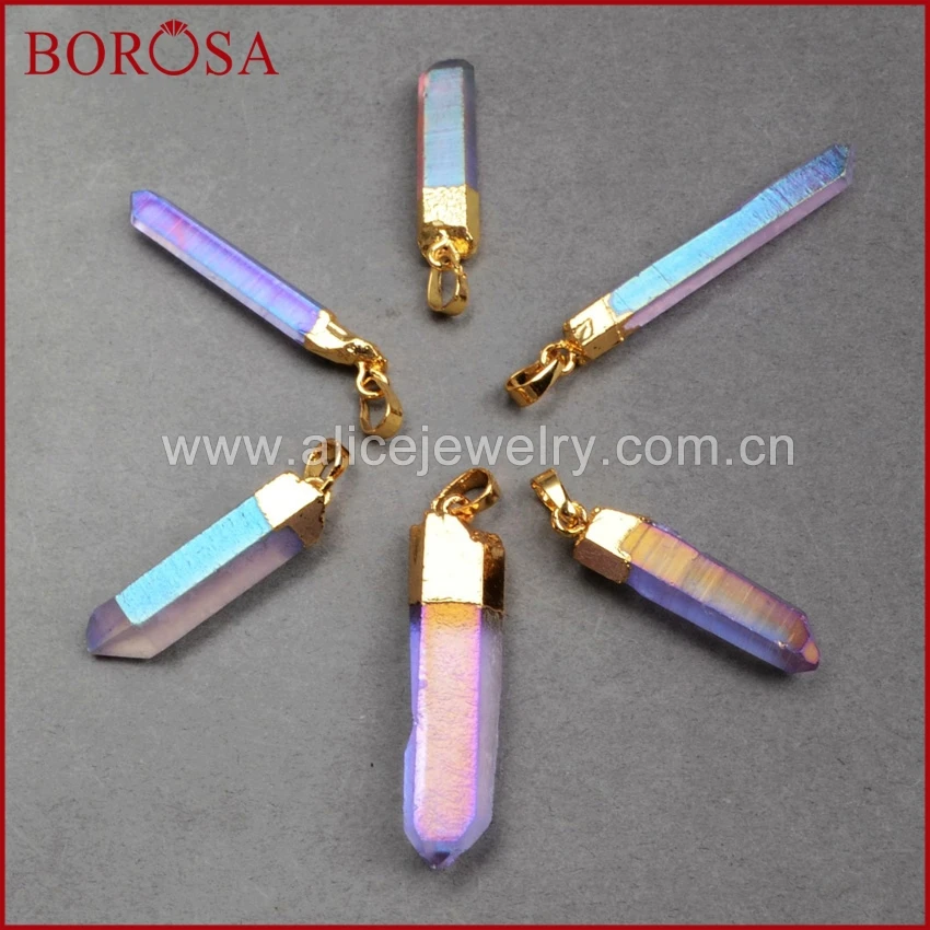 BOROSA 10 шт. новые подвесные бусины с кристаллами ауры друзные Подвески фиолетовый