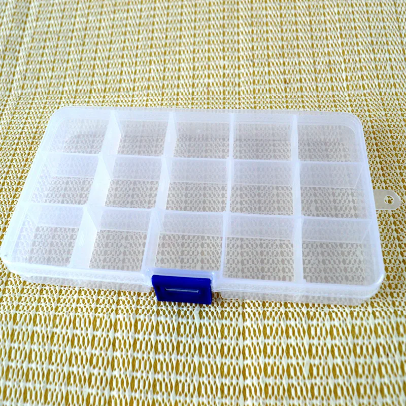 

Clear Plastic Adjustable 15 Compartments Tools Electronic Components Case Box