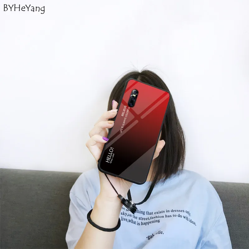 Чехол для Vivo X27 чехол Роскошный Жесткий закаленное стекло модный градиентный