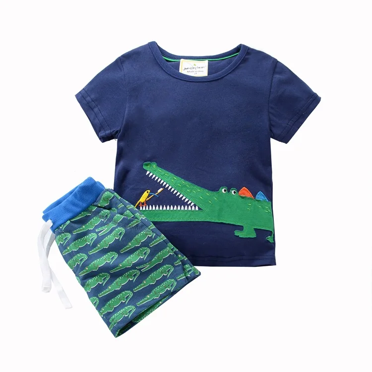 High quality baby kids boys clothes set 100% cotton T shirt+striped shorts 2pcs Kids Children's Clothing for 2-7years a221 |