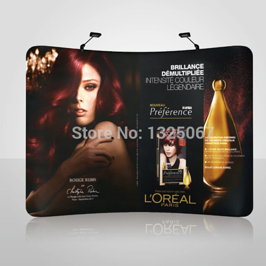 Портативная изогнутая Натяжная ткань 10 футов система выставки выдвижная баннер