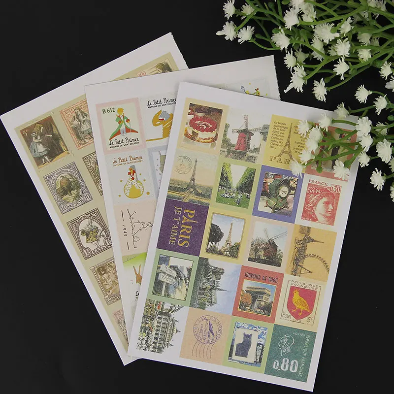 4 листа винтажная наклейка штамп для старого Парижа Лондона|Канцелярские