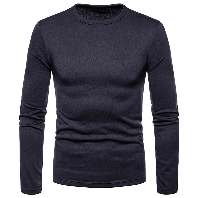 Зима плюс бархат теплая футболка для мужчин бренд Slim Fit длинный рукав футболка Homme повседневные топы уличного стиля футболка для мужчин