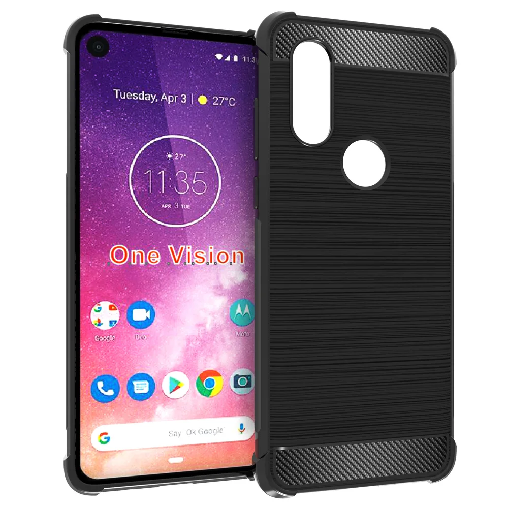 Черный амортизирующий чехол из мягкого ТПУ с защитой от царапин углеродного