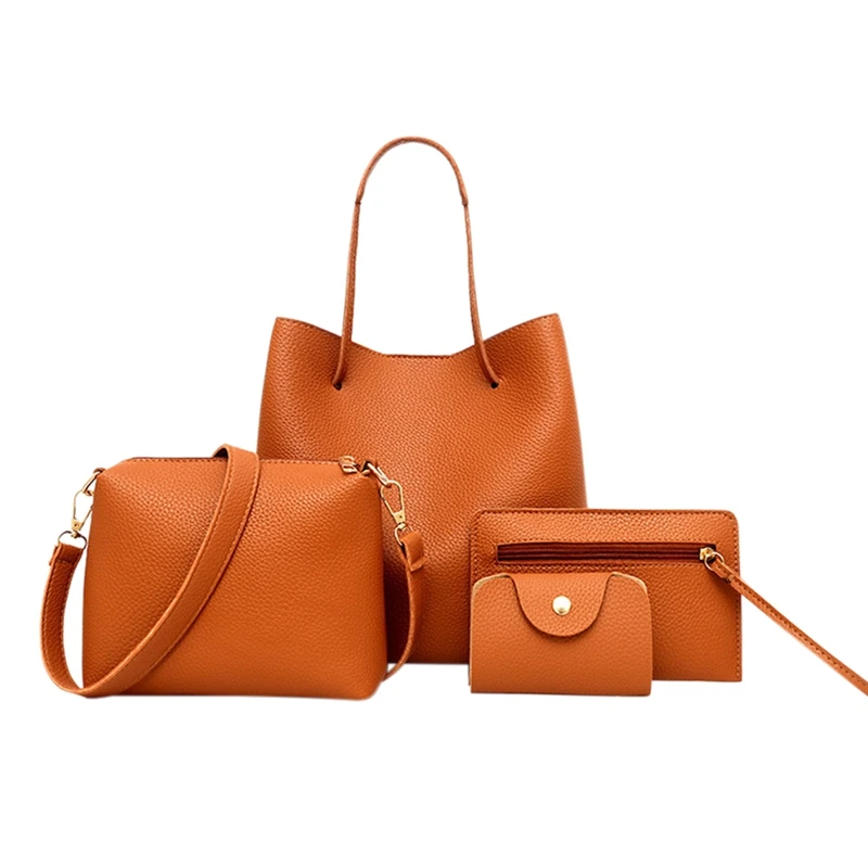 Women Handbag Fashion PU Leather Shoudler Bag Solid Soft Single Shoulder Messenger Bags Composite Bag(Brown) | Багаж и сумки