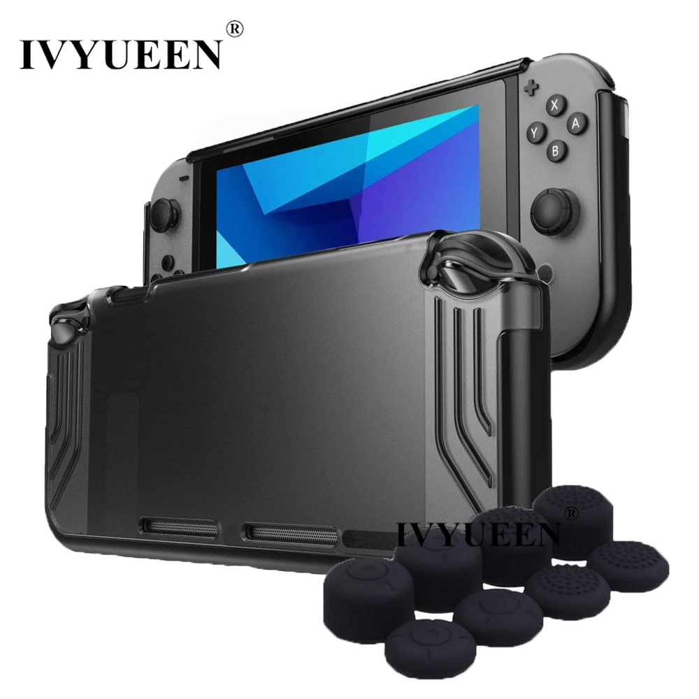 Чехол IVYUEEN для Nintendo Switch Console Premium Тонкий прозрачный гибридный защитный чехол из ТПУ для игровой оболочки-черный/зеленый/фиолетовый