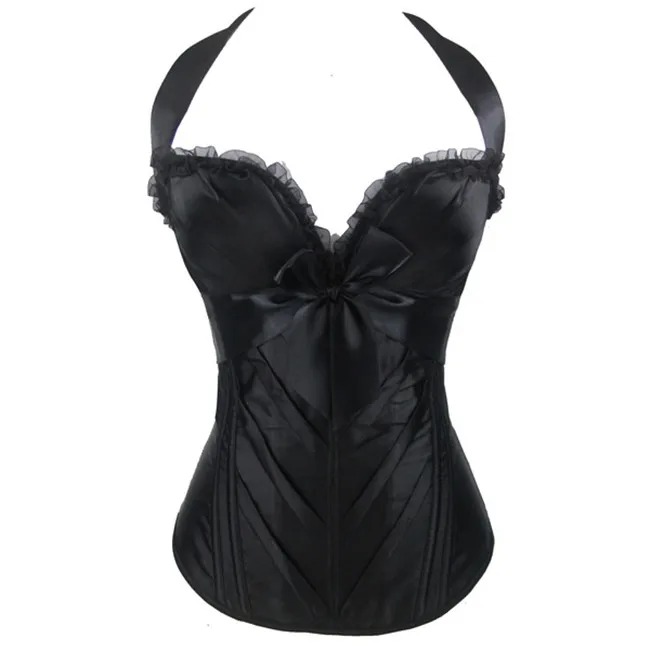 Сексуальное нижнее белье Vocole готический атласный однотонный корсет с лямкой на