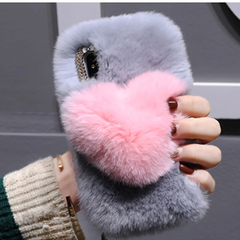 Handmade Rabbit Full Furry Animal Hair Phone Case Love for Sony Xperia 20 XZ 3 2 XA3 L3 XZPremium soft Warm Real Fur | Мобильные