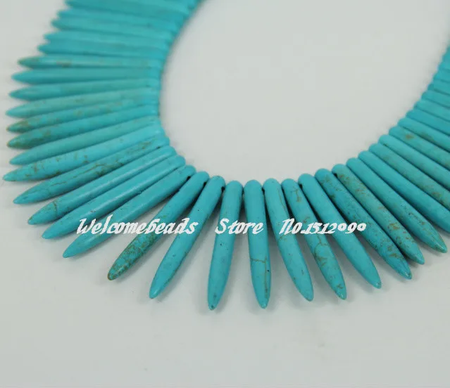 95 шт./нитка синие топ с просверленными бусинами подвески оптом Howlite Tur цитата