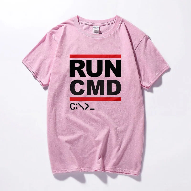 Розовый Run CMD компьютер программист футболка Премиум хлопок Geek Nerd Забавный подарок мода короткий рукав Футболка Топы корректирующие Camisetas Hombre - Цвет: Розовый