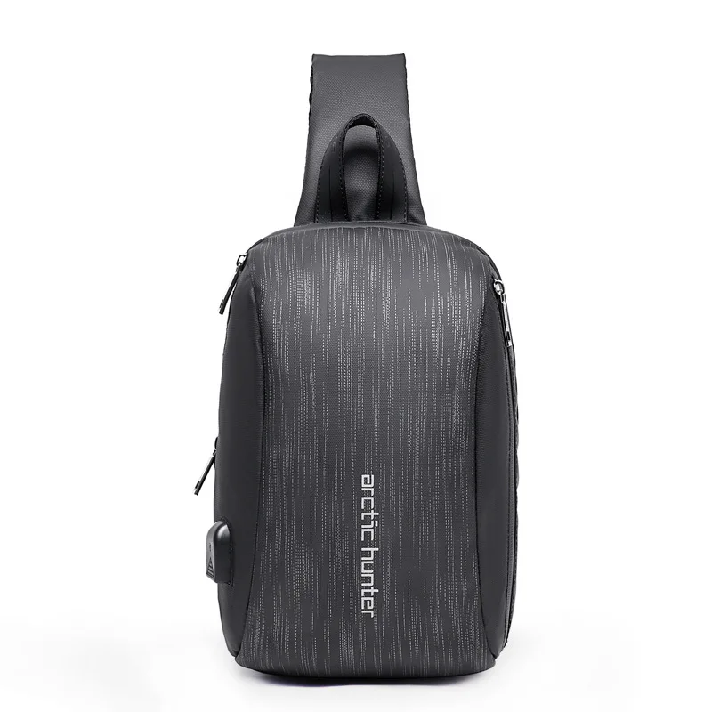 black strip ARCTIC HUNTER, мужская сумка через плечо, водонепроницаемая, USB, сумки через плечо для мужчин, короткая, для поездок, сумка-мессенджер, нагрудный пакет, подходит для iPad 9,7" - Цвет: black strip