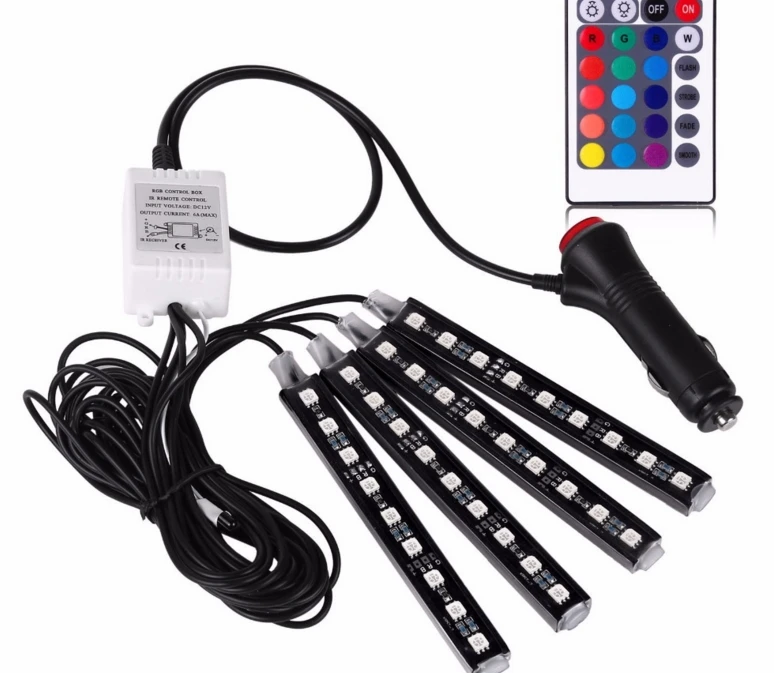 [Seven Neon]4x9 светодиодов RGB атмосферные огни для автомобиля декоративная лампа 12 В