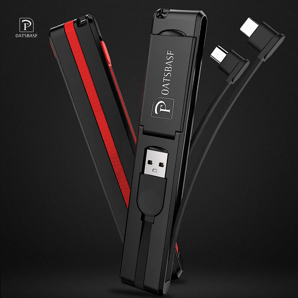 Oatsbasf 3 в 1 Micro USB Тип C кабель для iPhone X 8 7 6 Креативный дизайн скрытый Xiaomi Huawei|Кабели