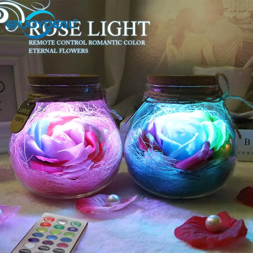 Розы бутылка ночник RGB диммер лампы светодиодный Романтический лампочки дома