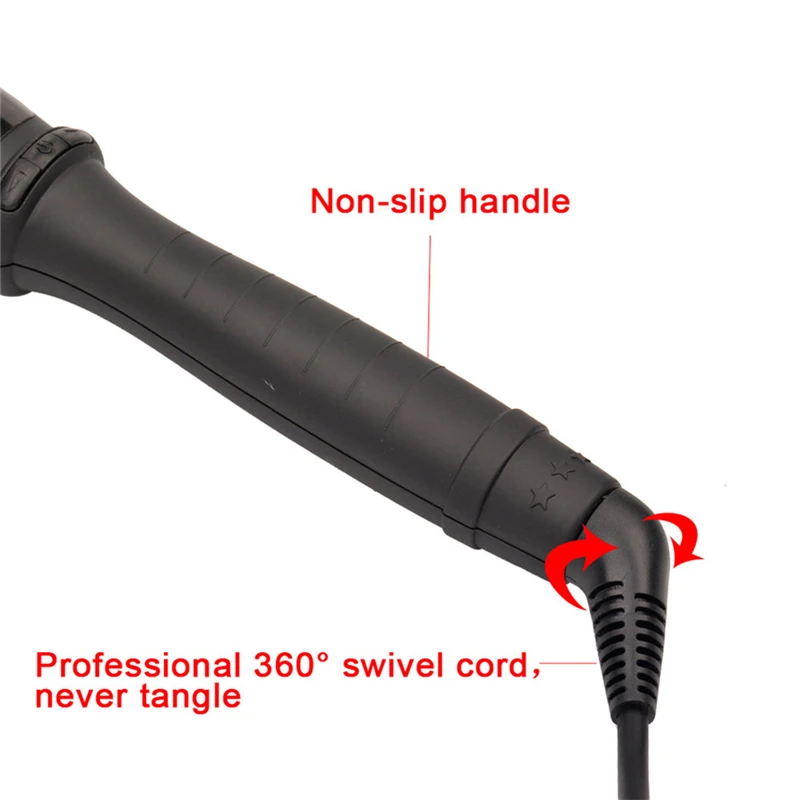 

LCD Temperature Display Electric Hair Curler Tourmaline Ceramic Cone Hair Curling Wand Professional Curling Iron Dual Voltage 31